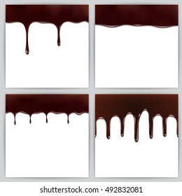 Melted chocolate dripping set. Vector illustration
