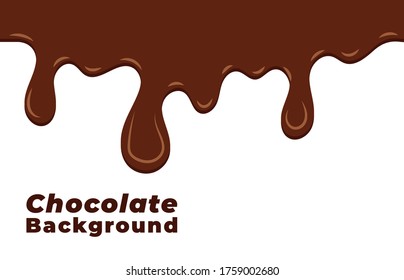 Melted chocolate dripping. Vector illustration. Chocolate background