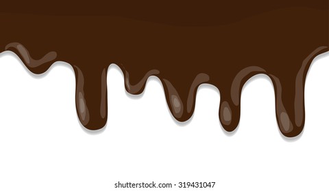 Melted chocolate dripping. Vector illustration. Eps 10.