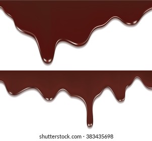 Melted chocolate dripping. Vector illustration