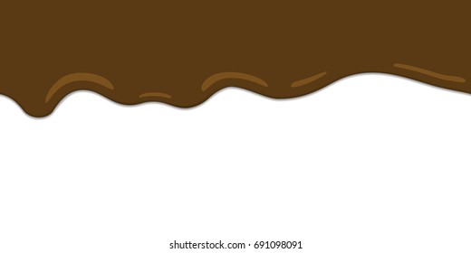 Melted Chocolate Drips. Seamless Border. Vector.