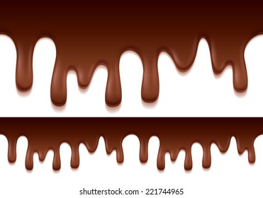 Melted chocolate drips - seamless horizontal border.