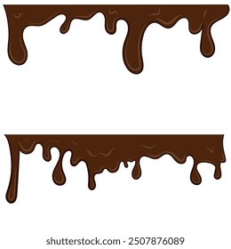 Melted Chocolate Drops Vector on White Background. Dripping. Bakery. Cake. Ice Cream.
