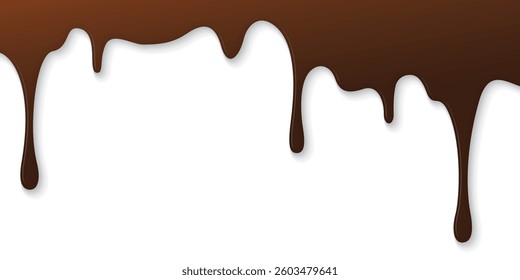 Melted chocolate flows onto white background graphic illustration have blank space.