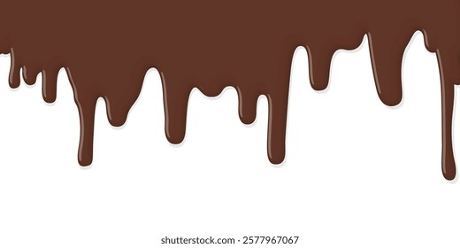 Melted chocolate ice cream drop on white background graphic illustration have blank space.