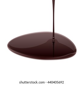 Melted chocolate leaking on white background. Vector illustration