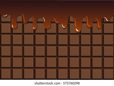Melted chocolate on chocolate bar