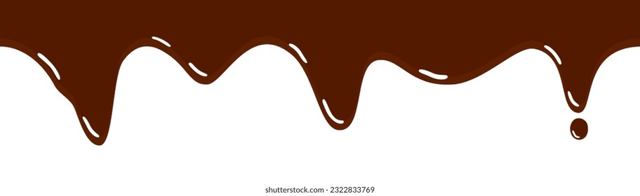 Melted chocolate on a white background. Chocolate dripping isolated on white background. Seamless Flat style vector illustration. flat design.