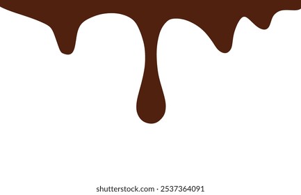melted chocolate on a white background. abstract chocolate background. Flowing melted chocolate liquid cartoon