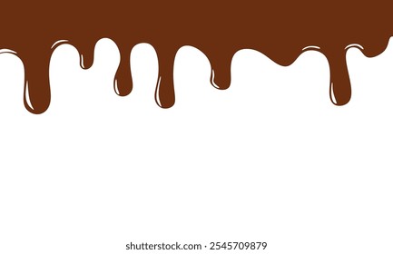 melted chocolate on a white background. chocolate vector. Dripping melted chocolate background with space for text, isolated flat vector illustration. background	