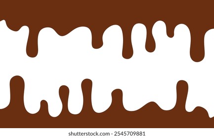 melted chocolate on a white background. chocolate vector. Dripping melted chocolate background with space for text, isolated flat vector illustration. background	