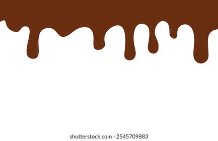 melted chocolate on a white background. chocolate vector. Dripping melted chocolate background with space for text, isolated flat vector illustration. background	