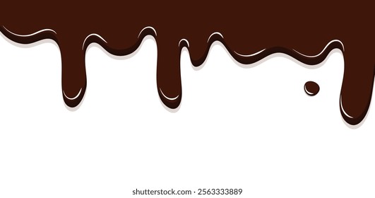 Melted chocolate on a white background. Chocolate dripping isolated on white background. Flat style vector illustration.
