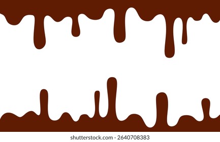 Melted chocolate seamless border. Seamless dripping melted dark or milk chocolate
