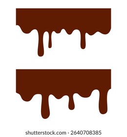 Melted chocolate seamless border. Seamless dripping melted dark or milk chocolate