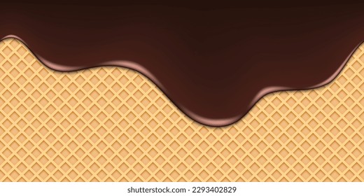 El chocolate fundido sin costuras. Dulce sin foco derretido de chocolate negro o de leche. Ilustración del vector