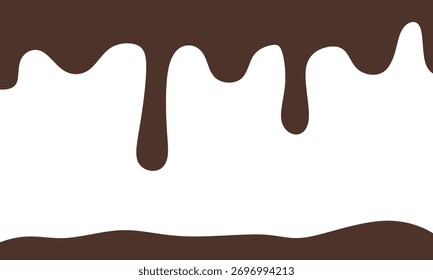 Textura sin costuras de chocolate derretido. Chocolate derretido goteando sobre fondo transparente. Goteo de líquido.