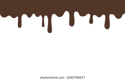 Melted chocolate seamless. melted chocolate, chocolate vector.  Flowing liquid isolated on white background. leaking, splashing, spilling liquid.
