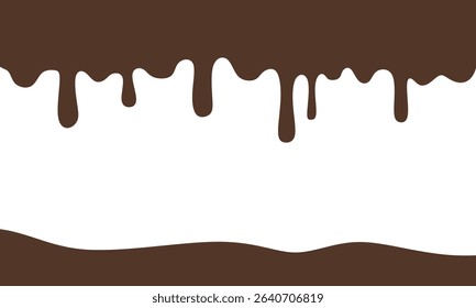 Melted chocolate seamless. melted chocolate, chocolate vector.  Flowing liquid isolated on white background. leaking, splashing, spilling liquid.