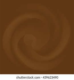 Melted chocolate swirl with a hazelnut. melting chocolate vector.