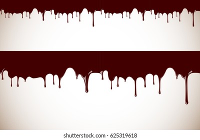 Melted chocolate syrup leaking on white background vector seamless illustration