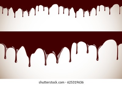 Melted chocolate syrup leaking on white background vector seamless illustration