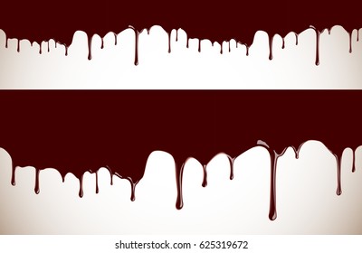 Melted chocolate syrup leaking on white background vector seamless illustration