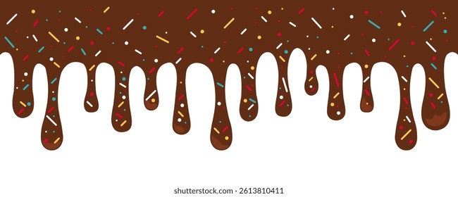 Melted chocolate texture vector with abstract dripping shapes, glossy dark brown swirl pattern, dessert sauce-style illustration ideal for bakery branding, sweet recipe cards, or food product template