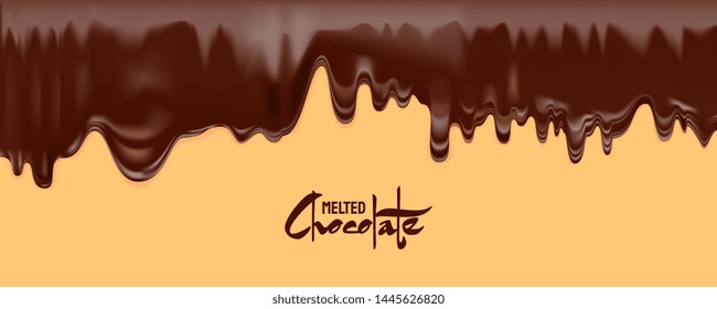 Melted Chocolate vector. Drip dark chocolate isolated white background