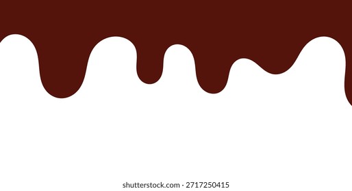Ilustración vectorial de chocolate derretido. Chocolate líquido que fluye aislado en el fondo blanco. Concepto de chapoteo y goteo de chocolate.