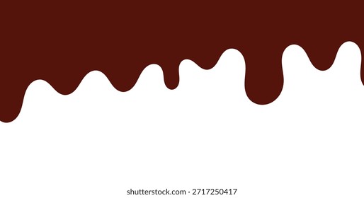 Ilustración vectorial de chocolate derretido. Chocolate líquido que fluye aislado en el fondo blanco. Concepto de chapoteo y goteo de chocolate.