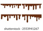 melted chocolate, chocolate vector. chocolate on white background. Flowing liquid isolated on white background. leaking, splashing, spilling liquid.