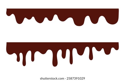 melted chocolate, chocolate vector. chocolate on white background. Flowing liquid isolated on white background. leaking, splashing, spilling liquid.