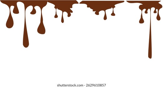 melted chocolate, chocolate vector. chocolate on white background. Flowing liquid isolated on white background. leaking, splashing, spilling liquid.
