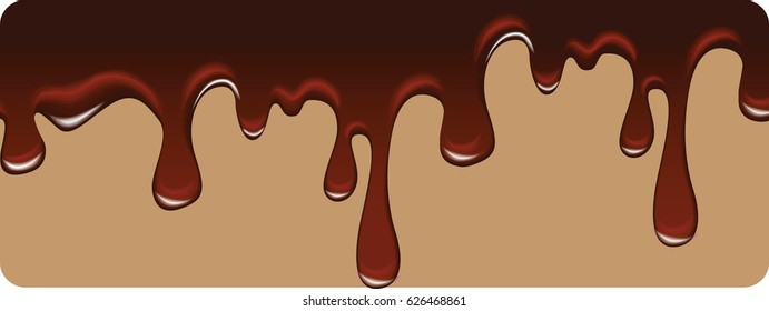 Melted Chocolate,dripping chocolate syrup. Vector Illustration