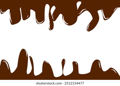 Melted Chocolates Ilustração Vetorial Isolada de Creme de Chocolate Líquido ou Xarope com Lugar para Texto.