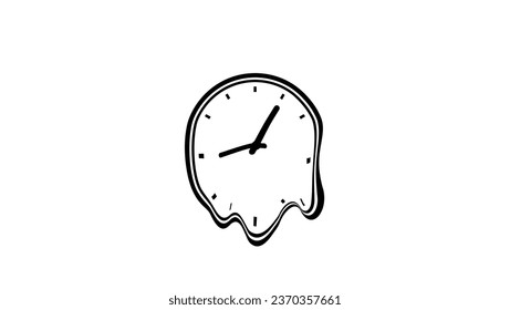 melted clock, black icon, The time melting