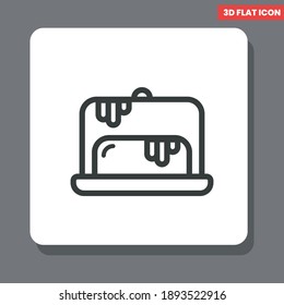 melted cream cake icons, simple flat symbols, perfect pictogram illustrations on 3d background