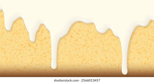 Melted cream cheese pouring on carrot cake texture graphic illustration have blank space. Carrot cream cheesecake background.