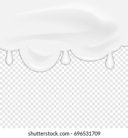 Melted cream dripping isolated on transparent background. Vector illustration. Eps 10.