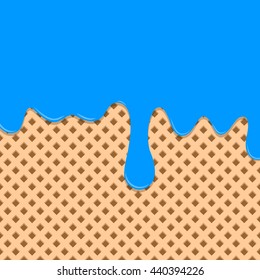Melted cream on wafer background, vector illustration