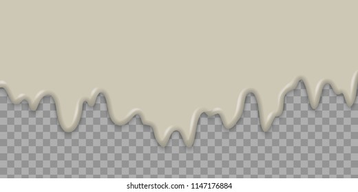 Melted cream or yogurt dripping on transparent background
