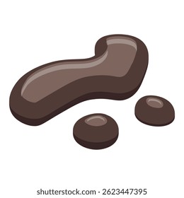 Melted dark chocolate is flowing down, creating a sweet and tempting puddle