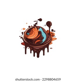 melted delicious chocolate illustration. world chocolate day July 7. modern flat color