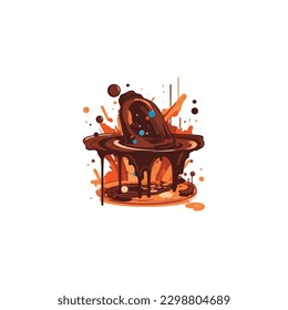 melted delicious chocolate illustration. world chocolate day July 7. modern flat color
