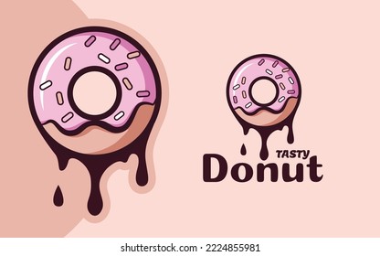 Dibujo de caricatura de anillos fundidos Icono diseño del logo para la tienda de donuts