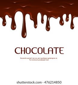 Melted Dripping Chocolate Seamless Vector. Sweet Yummy Milk Chocolate Illustration