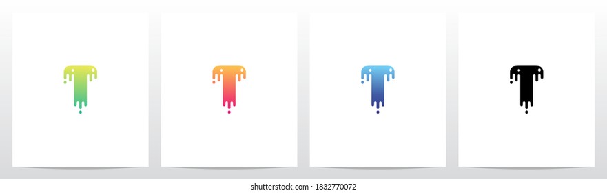Diseño del logotipo de la letra de goteo fundida T