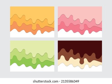 Melted Flowing Backgrounds Set 3D Paper Cut