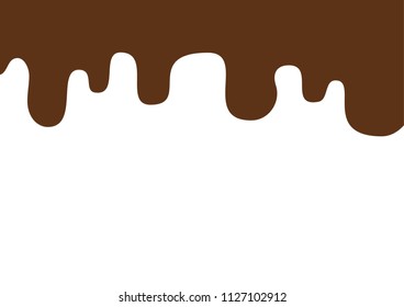 Melted flowing chocolate drips with transparency - seamless horizontal border vector illustration.